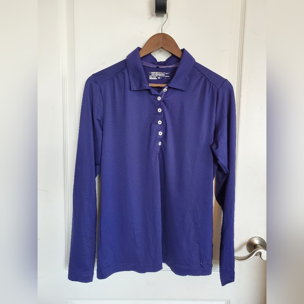 Nike Women's Large Purple Golf Button Down Shirt